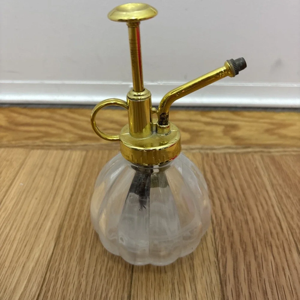 Plant Mister- White Color Glass‎ Bottle & Gold Tone Sprayer